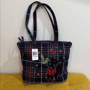 New Vera Bradley small Vera tote with Scottie dog embroidered 100%cotton bagpack